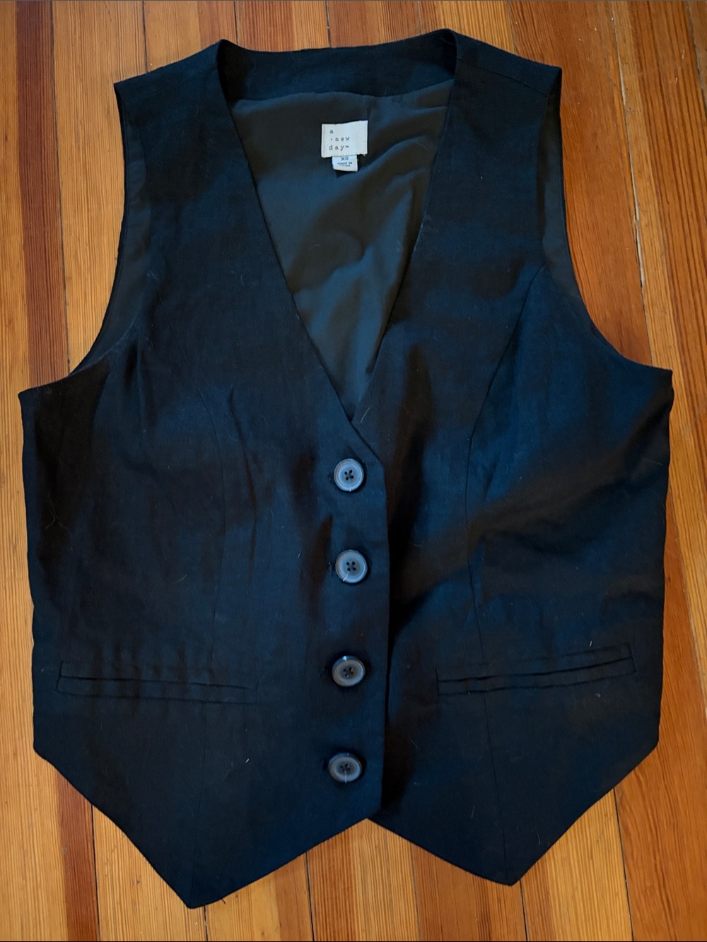 Vest, A new day Black Linen, fully Lined XS